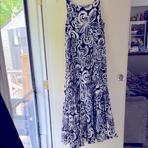Jones New York black/white sleeveless floral maxi dress size Large